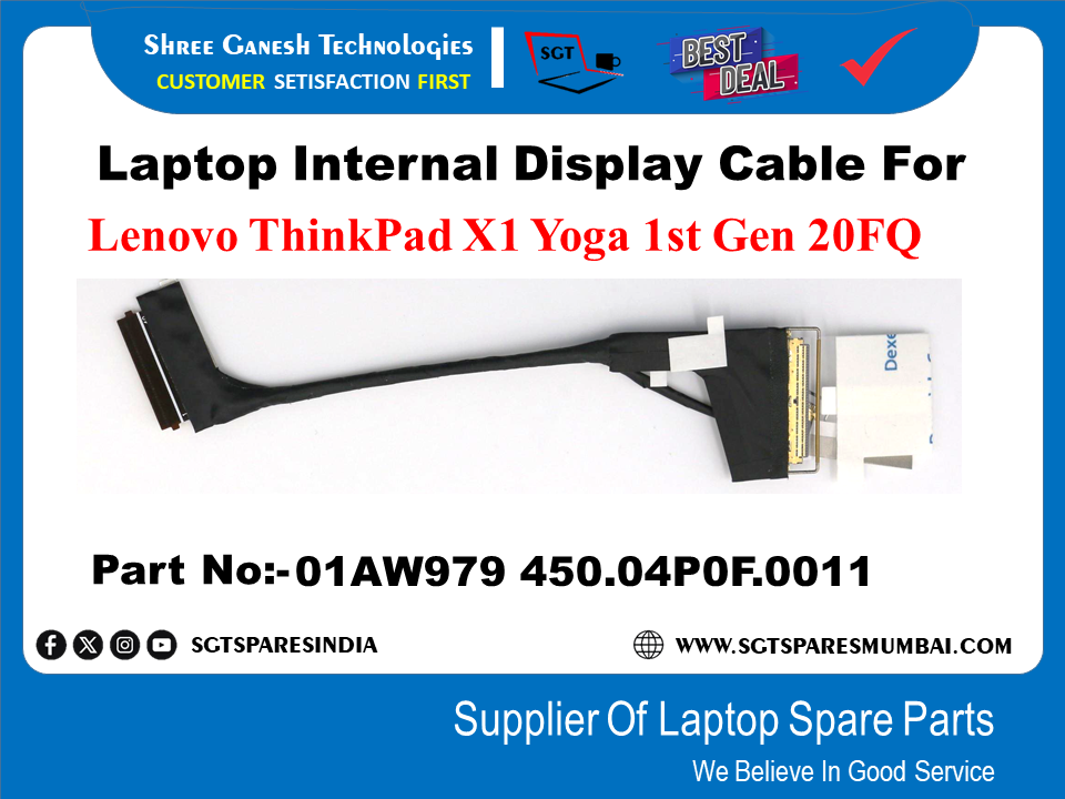 Laptop Internal Display Cable For Lenovo ThinkPad X1 Yoga 1st Gen 20FQ Part No:-01AW979 450.04POF.0011