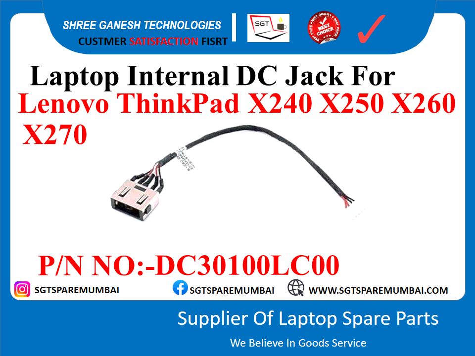 Laptop Internal DC Jack For Lenovo ThinkPad X240 X250 X260 X270 P/N NO:-DC30100LC00