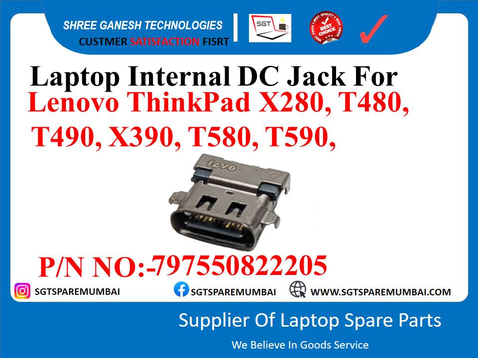 Laptop Internal DC Jack For Leñovo ThinkPad X280, T480, T490, X390, T580, T590, P/N NO:-797550822205