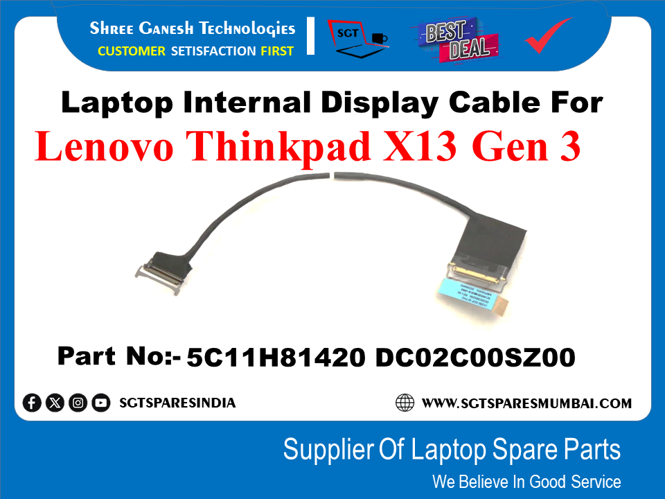 Laptop Internal Display Cable For Lenovo Thinkpad X 13 Gen 3 Part No:-5C11H81420 DC02COOSZOO