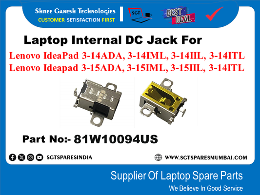 Laptop Internal DC Jack For Lenovo IdeaPad 3-14ADA, 3-14IML, 3-14HIL, 3-141TL Lenovo Ideapad 3-15ADA, 3-15IML, 3-15IIL, 3-141TL Part No:- 81W10094US