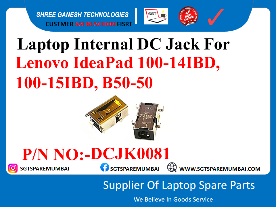 Laptop Internal DC Jack For Lenovo IdeaPad 100-141BD, 100-15IBD, B50-50 P/N NO:-DCJK0081