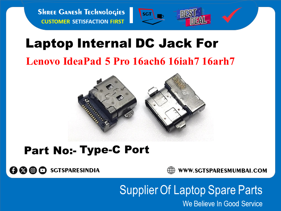 Laptop Internal DC Jack For Lenovo IdeaPad 5 Pro 16ach6 16iah7 16arh7 Part No:- Type-C Port