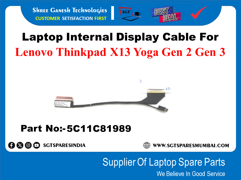 Laptop Internal Display Cable For Lenovo Thinkpad X13 yoga Gen 2 Gen 3 Part No:.5C11C81989