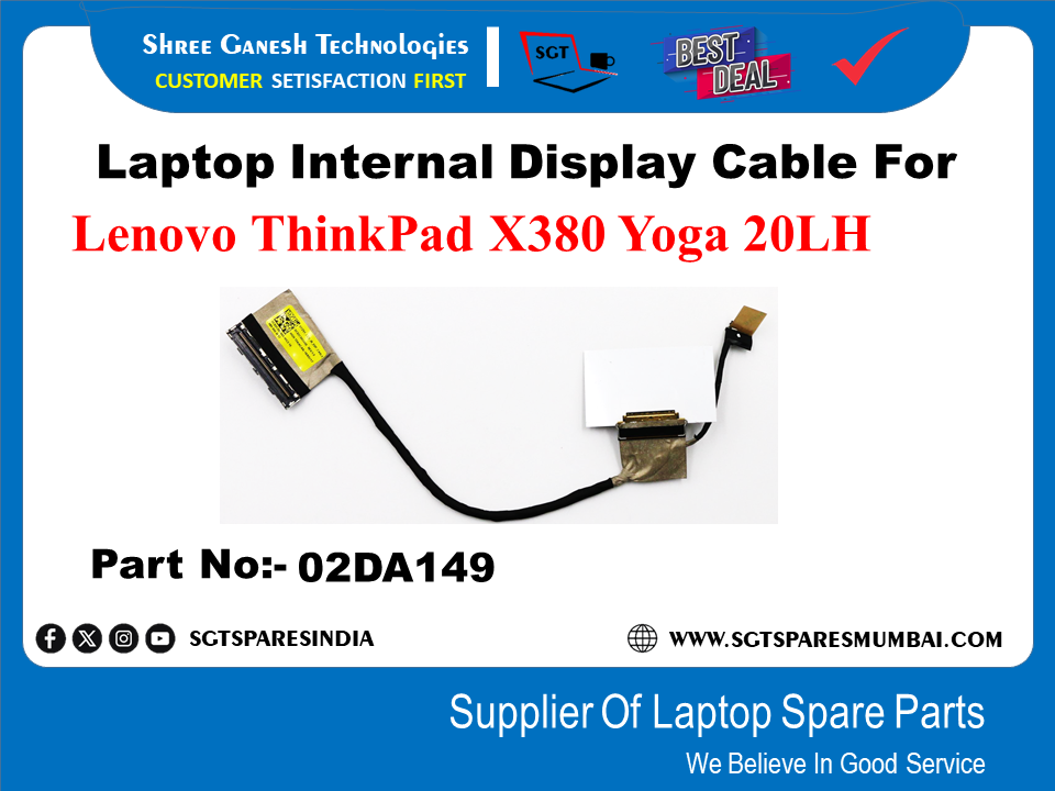 Laptop Internal Display Cable For Lenovo ThinkPad X380 Yoga 20LH Part No:- 02DA149