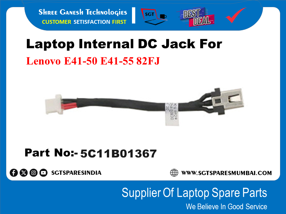 Laptop Internal DC Jack For Lenovo E41-50 E41-55 82FJ Part No:- 5C11B01367