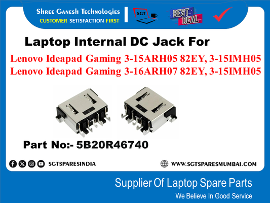 Laptop Internal DC Jack For Lenovo Ideapad Gaming 3-15ARH05 82EY, 3-15IM H05 Lenovo Ideapad Gaming 3-16ARH07 82EY, 3-15IM H05 Part No:- 5B20R46740