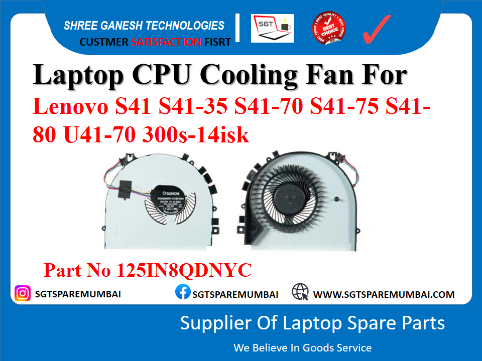 Laptop CPU Cooling Fan For Lenovo S41 S41-35 S41-70 S41-75 S41- 80 U41-70 300s-14isk Part No 125IN8QDNYC