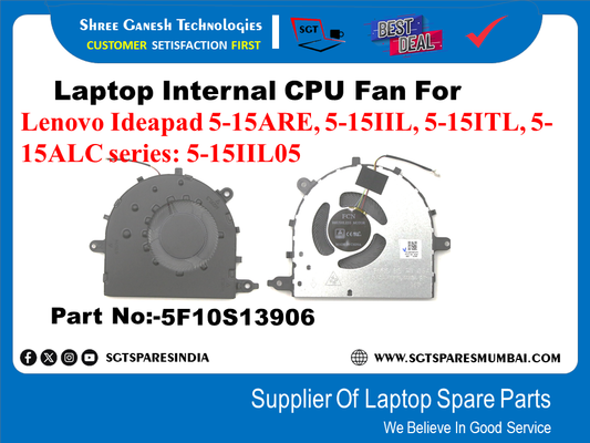 Laptop Internal CPU Fan For Lenovo Ideapad 5-15ARE, 5-15IIL, 5-15/TL, 5- 15ALC series: 5-1511L05 Part No:-5F10S13906