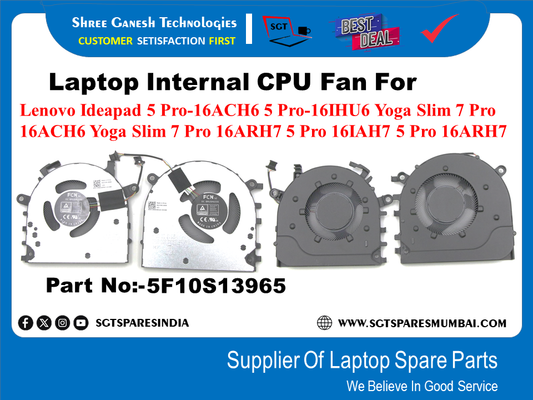 Laptop Internal CPU+GPU Fan For Lenovo Ideapad 5 Pro-16ACH6 5 Pro-16IHU6 Yoga Slim 7 Pro 16ACH6 Yoga Slim 7 Pro 16ARH7 5 Pro 16IAH7 5 Pro 16ARH7 Part No:-5F10S13965