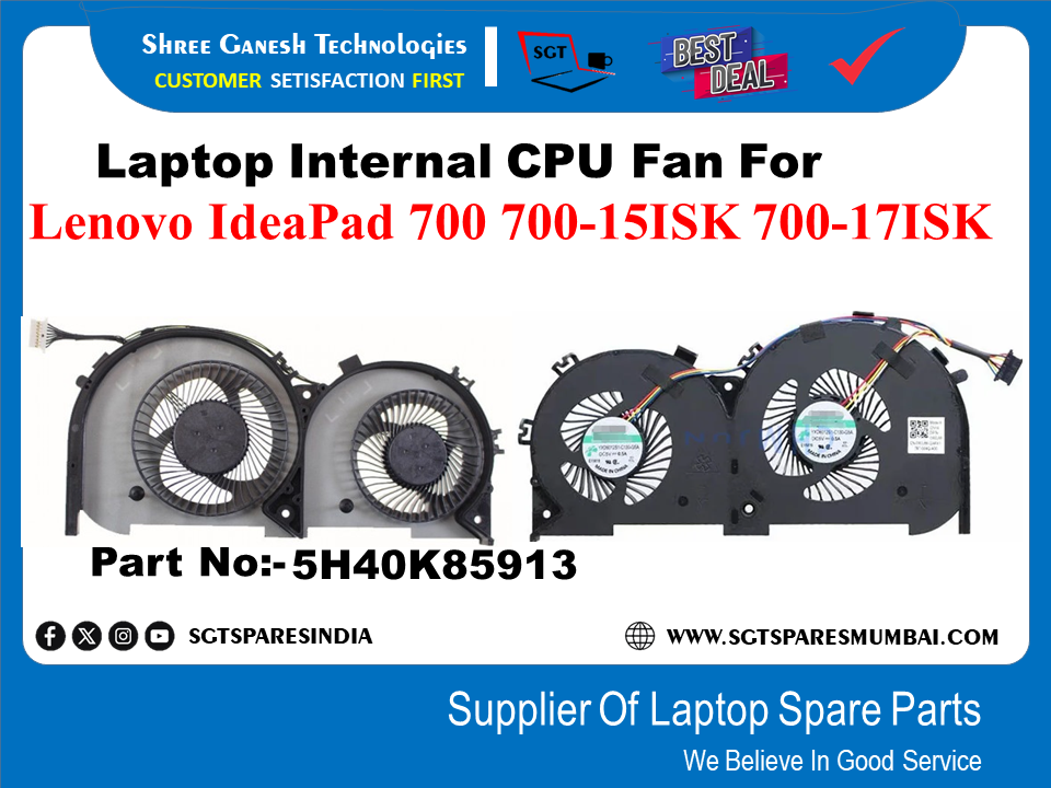 Laptop Internal CPU+GPU Fan For Lenovo IdeaPad 700 700-15ISK 700-17ISK Part No:-5H40K85913