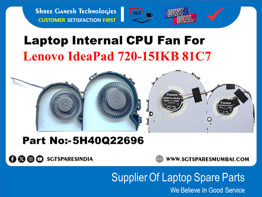 Laptop Internal CPU+GPU Fan For Lenovo IdeaPad 720-15IKB 81C7 Part No:-5H40Q22696