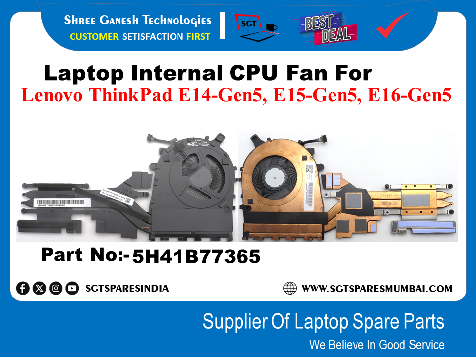 Laptop Internal CPU Fan For Lenovo ThinkPad E14-Gen5, E15-Gen5, E16-Gen5 Part No:-5H41B77365