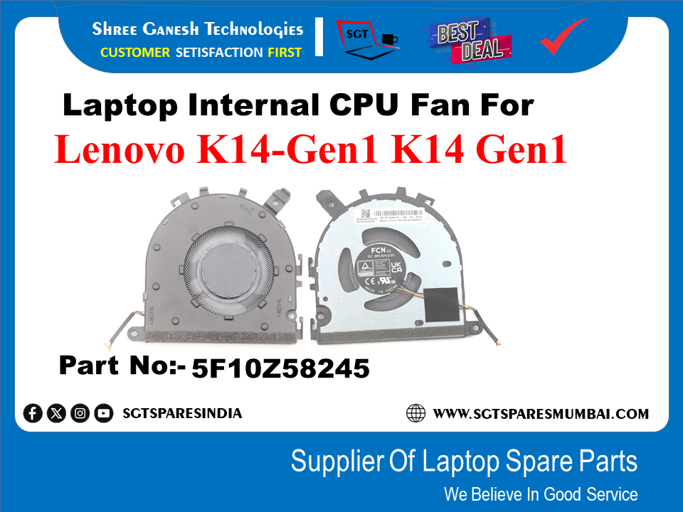 Laptop Internal CPU Fan For Lenovo K14-Gen1 K14 Gen1 Part No:- 5F10Z58245