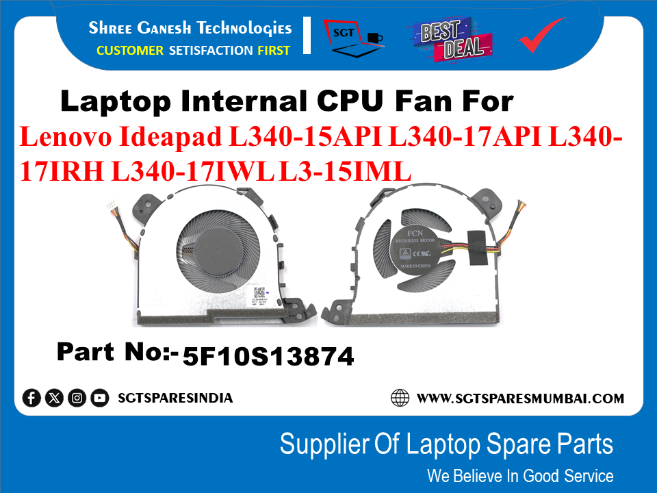 Laptop Internal CPU Fan For Lenovo Ideapad L340-15API L340-17API L340- 17IRH L340-17IWL L3-15IML Part No:-5F1013874