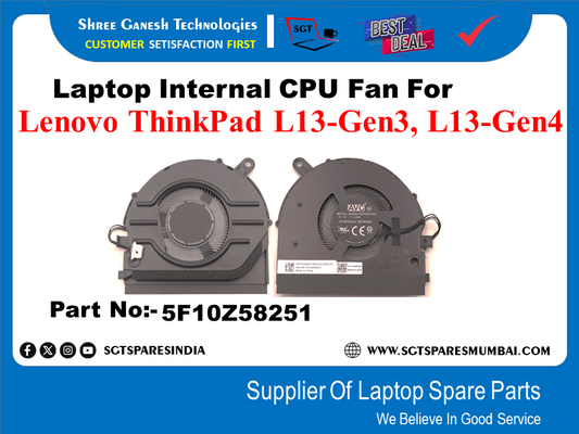 Laptop Internal CPU Fan For Lenovo ThinkPad L13-Gen3, L13-Gen4 Part No:- 5F10Z58251