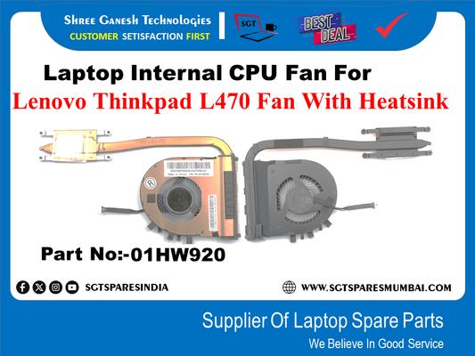 Laptop Internal CPU Fan For Lenovo Thinkpad L470 Fan With Heatsink Part No:-01HW920