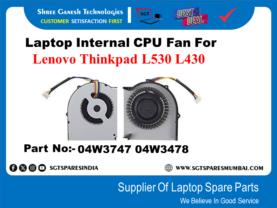 Laptop Internal CPU Fan For Lenovo Thinkpad L530 L430 Part No:- 04W3747 04W3478