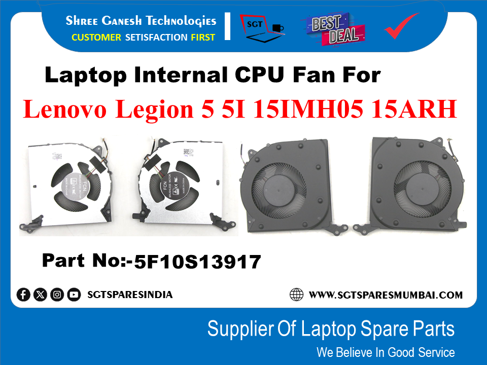 Laptop Internal CPU+GPU Fan For Lenovo Legion 5 5i 15IMH05 15ARH Part No:-5F10S13917