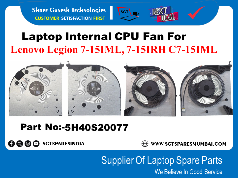 Laptop Internal CPU+GPU Fan For Lenovo Legion 7-15IML, 7-15IRH C7-15IML Part No:-5H40S20077