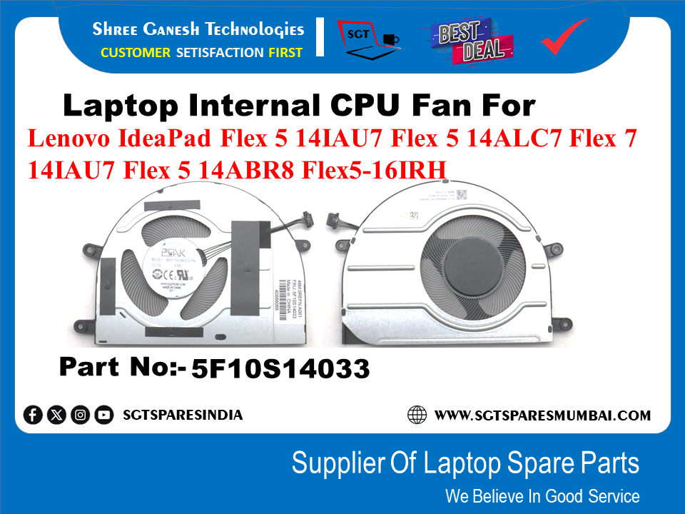 Laptop Internal CPU Fan For Lenovo IdeaPad Flex 5 14IAU7 Flex 5 14ALC7 Flex 7 14IAU7 Flex 5 14ABR8 Flex5-16IRH Part No:-5F10S14033