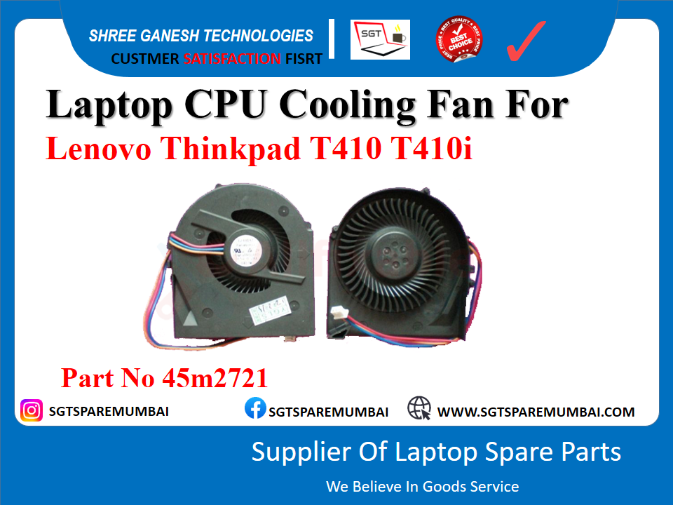 Laptop CPU Cooling Fan For Lenovo Thinkpad T410 T410i Part No 45m2721