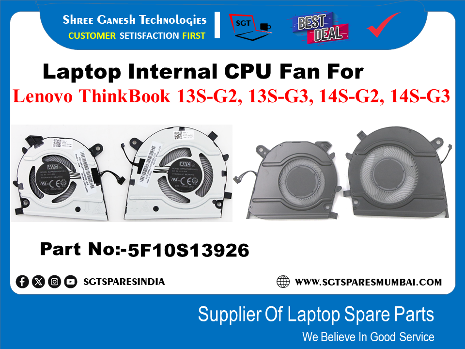 Laptop Internal CPU+GPU Fan For Lenovo ThinkBook 13S-G2, 13S-G3, 14S-G2, 14S-G3 Part No:-5F10S13926