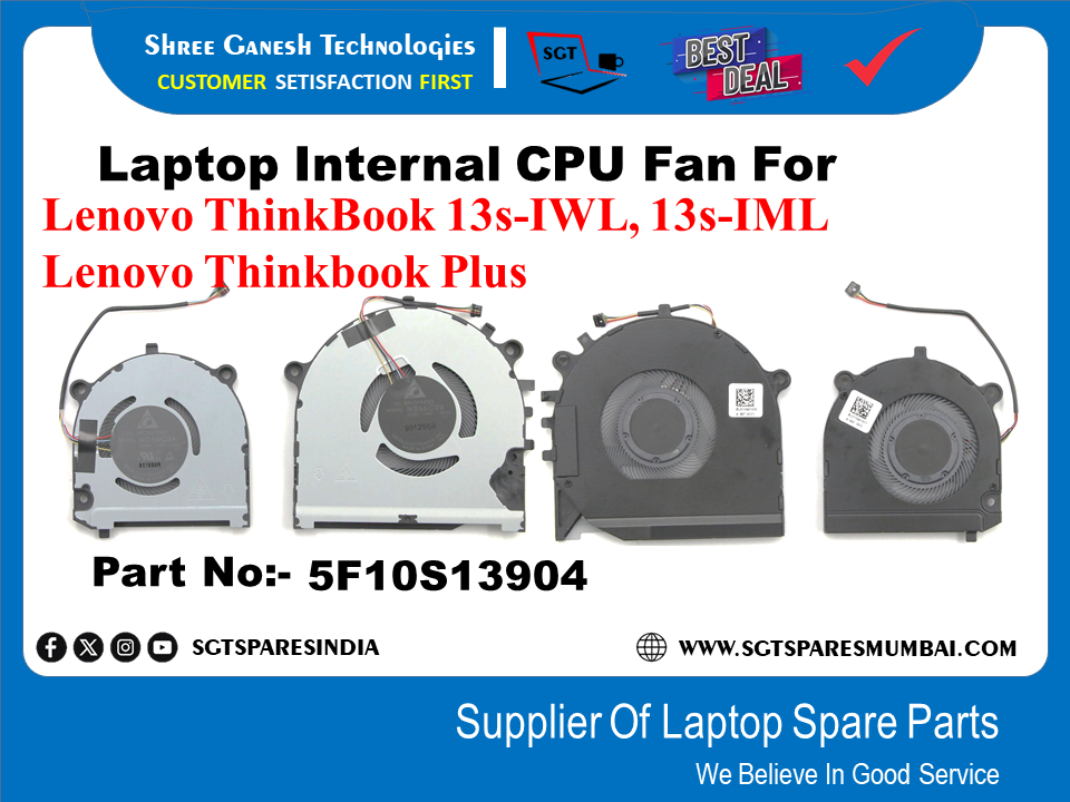 Laptop Internal CPU+GPU Fan For Lenovo ThinkBook 13s-IWL, 13s-IMIL Lenovo Thinkbook Plus Part No:- 5F10S13904