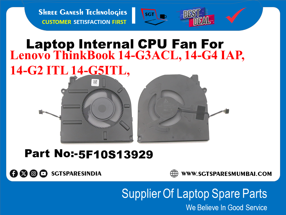 Laptop Internal CPU Fan For Lenovo ThinkBook 14-G3ACL, 14-G4 IAP, 14-G2 ITL 14-G5ITL, Part No:-5F10S13929