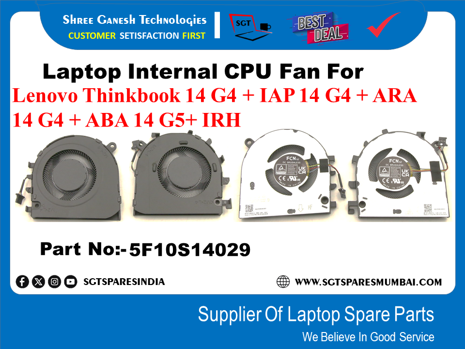 Laptop Internal CPU+GPU Fan For Lenovo Thinkbook 14-G4+ IAP, 14-G4+ ARA, 14-G4+ ABA, 14-G5+ IRH, Part No:-5F10S14029