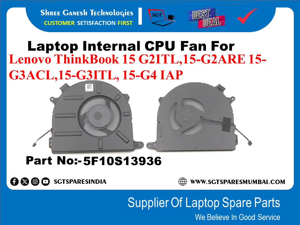 Laptop Internal CPU Fan For Lenovo ThinkBook 15 G2ITL,15-G2ARE 15- G3ACL,15-G3ITL, 15-G4 IAP Part No:-5F10S13936