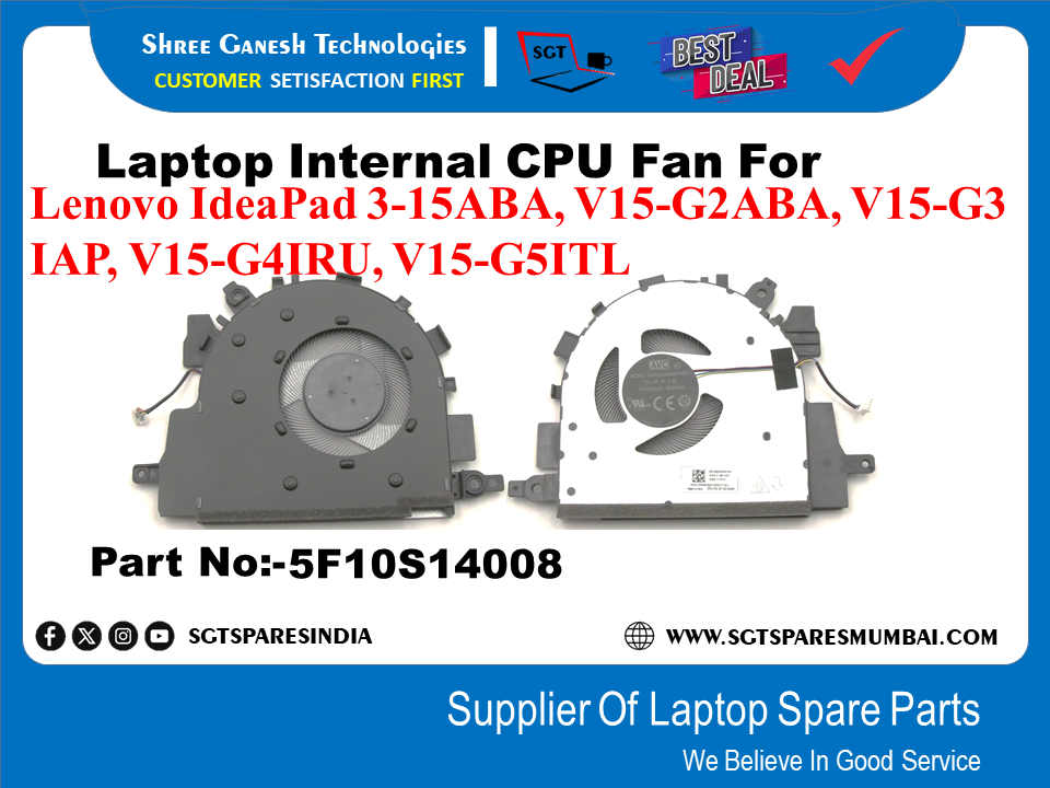 Laptop Internal CPU Fan For Lenovo IdeaPad 3-15ABA, V15-G2ABA, V15-G3 IAP, V15-G4IRU, V15-G5ITL Part No:-5F10S14008