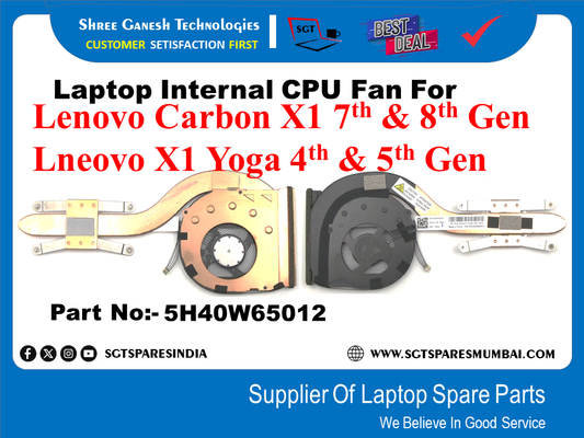 Laptop Internal CPU Fan For Lenovo Carbon X1 7th & 8th Gen Lneovo X1 Yoga 4th & 5th Gen 115: Part No:- 5H40W65012