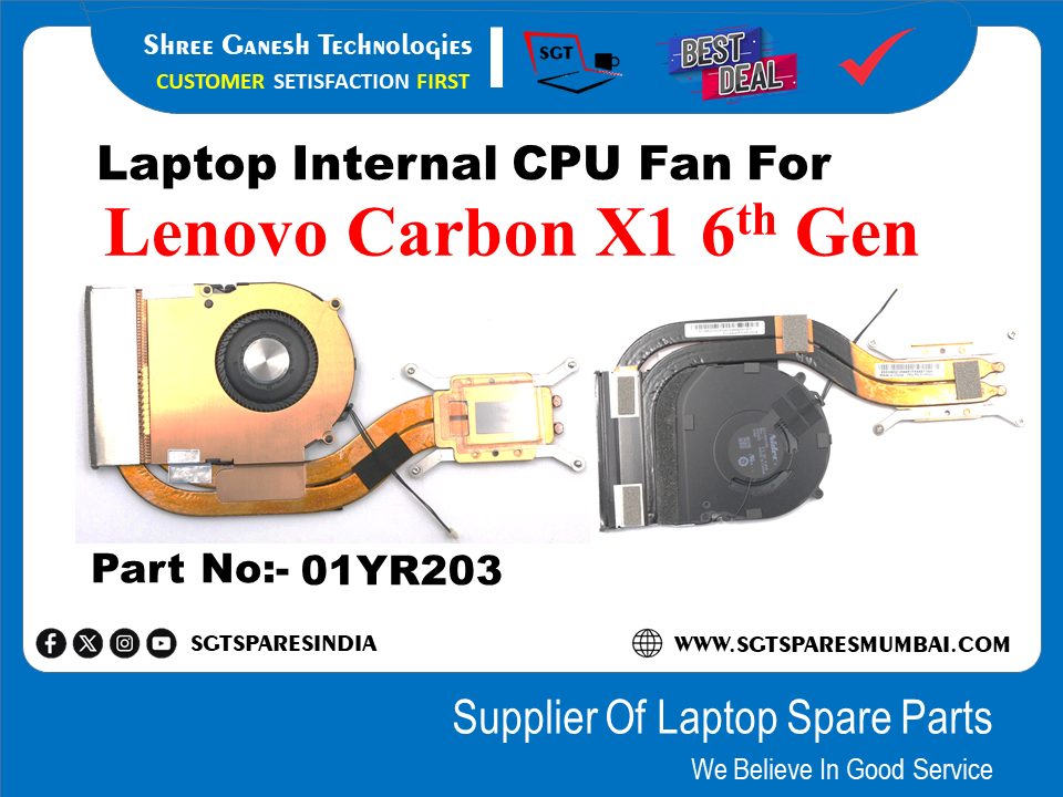 Laptop Internal CPU Fan For Lenovo Carbon X1 6th Gen Part No:- 01YR203