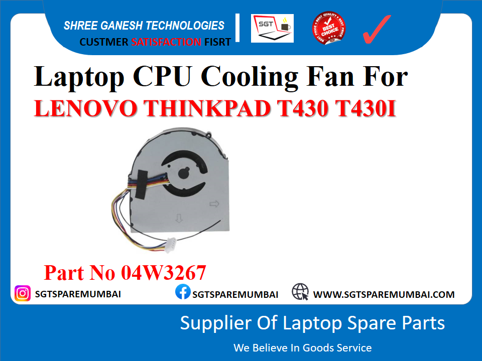 Laptop CPU Cooling Fan For LENOVO THINKPAD T430 T4301 Part No 04W3267