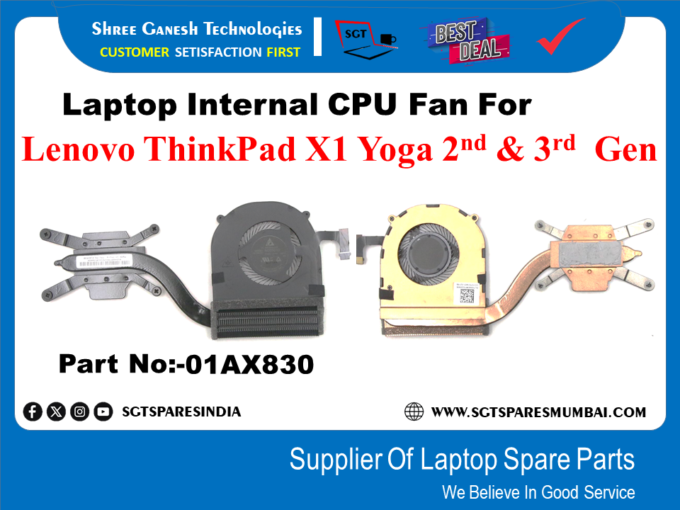 Laptop Internal CPU Fan For Lenovo ThinkPad X1 Yoga 2nd & 3rd Gen Part No:-01AX830