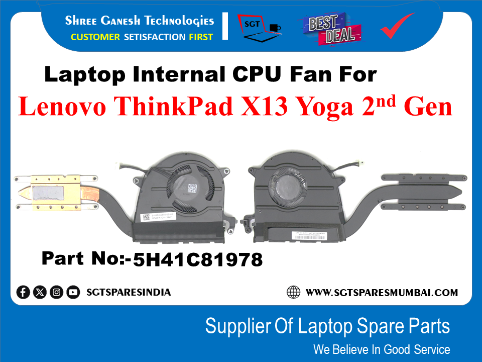 Laptop Internal CPU Fan For Lenovo ThinkPad X13 Yoga 2nd Gen Part No:-5H41C81978