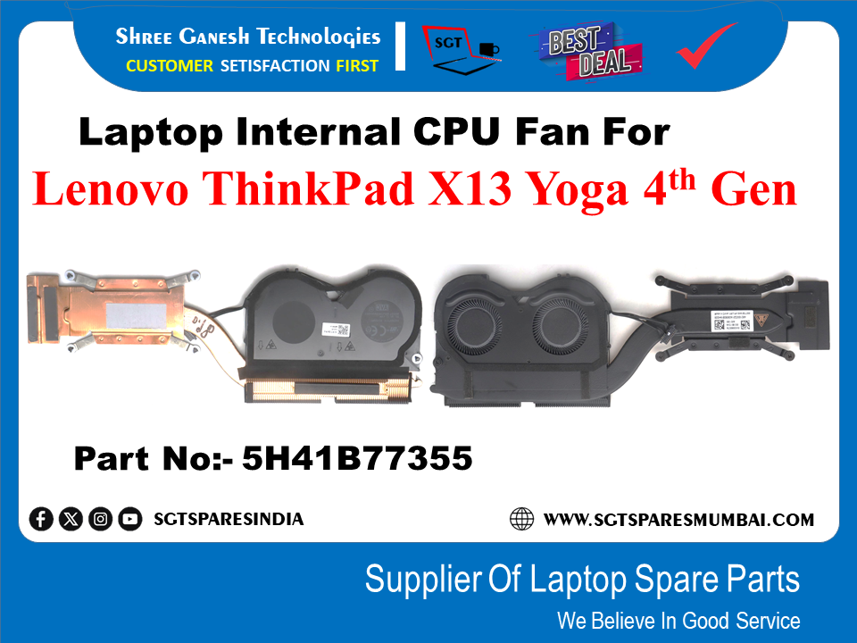 Laptop Internal CPU Fan For Lenovo ThinkPad X13 Yoga 4th Gen Part No:- 5H41B77355