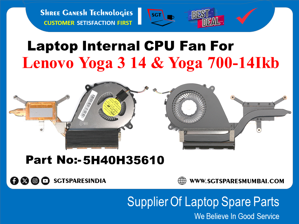 Laptop Internal CPU Fan For Lenovo Yoga 3 14 & Yoga 700-14Ikb Part No:-5H40H35610