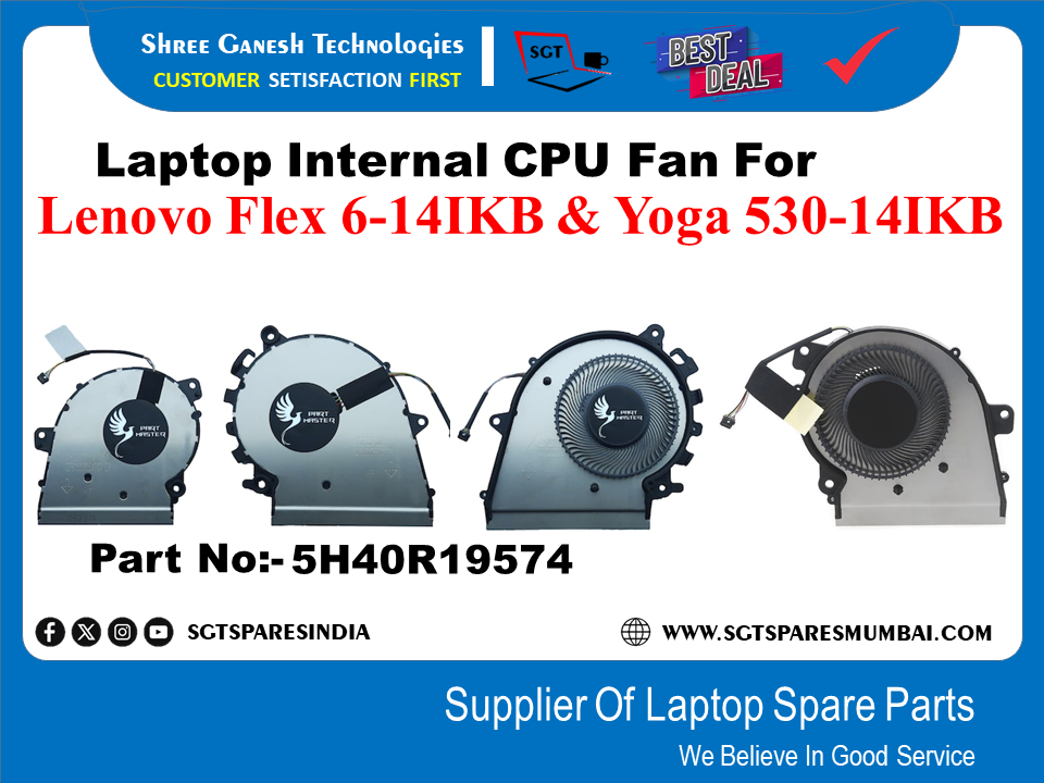 Laptop Internal CPU+GPU Fan For Lenovo Flex 6-141KB & Yoga 530-141KB Part No:-5H40R19574