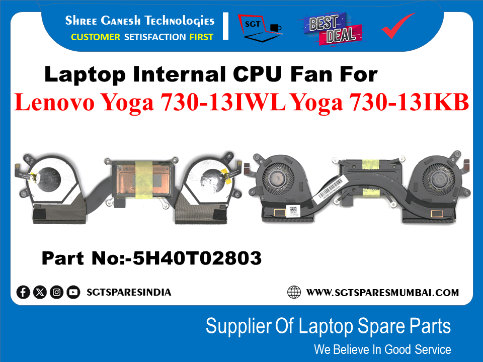 Laptop Internal CPU+GPU Fan For Lenovo Yoga 730-13IWL Yoga 730-13IKB Part No:-5H40T02803