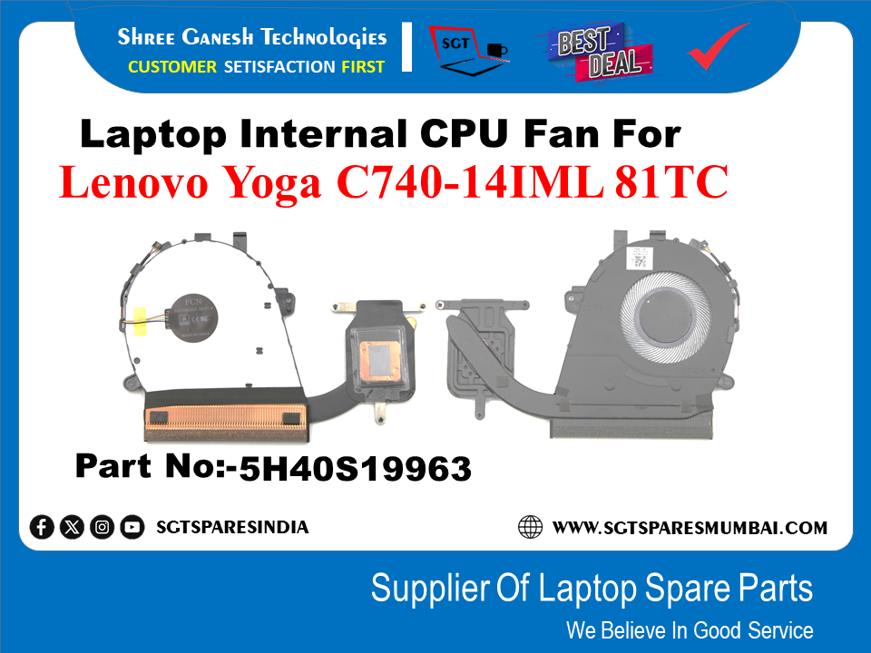 Laptop Internal CPU Fan For Lenovo Yoga C740-14IML 81TC Part No:-5H40S19963