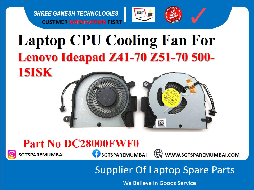 Laptop CPU Cooling Fan For Lenovo Ideapad Z41-70 Z51-70 500- 15ISK Part No DC28000FWF0