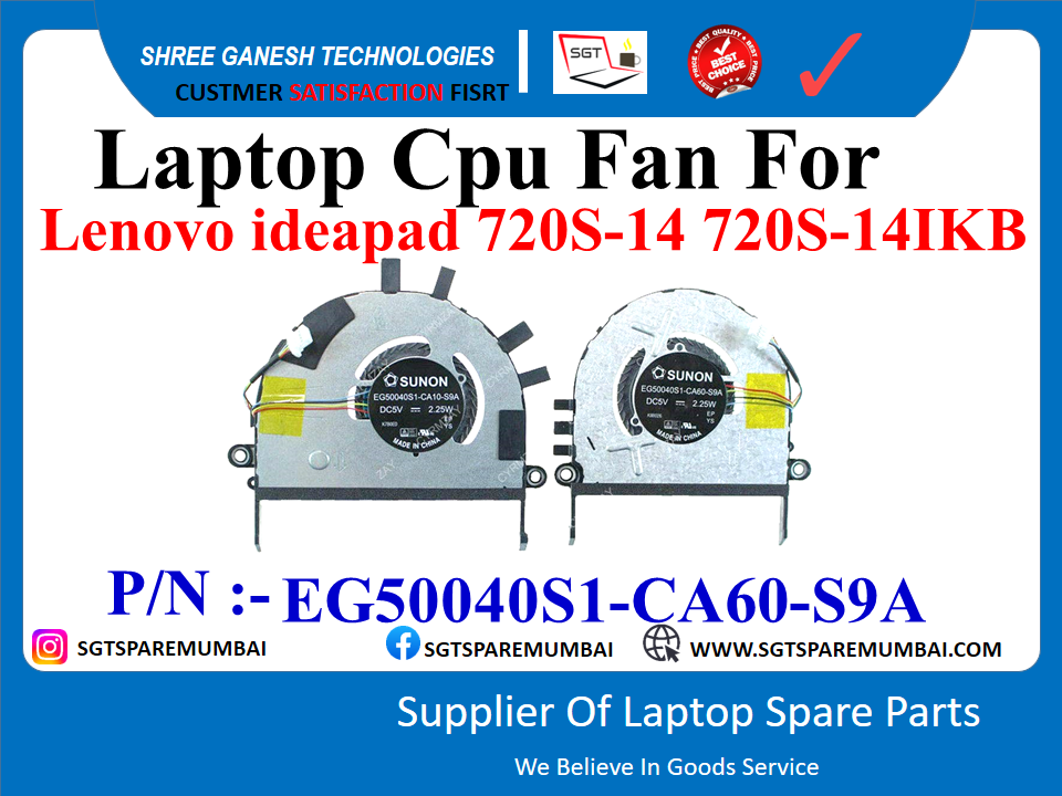 Laptop CPU+GPU Fan For Lenovo ideapad 720S-14 720S-14IKB P/N :- EG50040S1-CA60-S9A