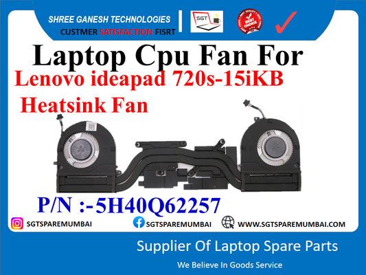 Laptop CPU+GPU Fan With Heatsink For Lenovo ideapad 720s-15KB Heatsink Fan P/N :-5H40Q62257