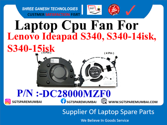 Laptop Cpu Fan For Lenovo Ideapad S340, S340-14isk, S340-15isk ( 4 Pin) P/N :-DC28000MZF0