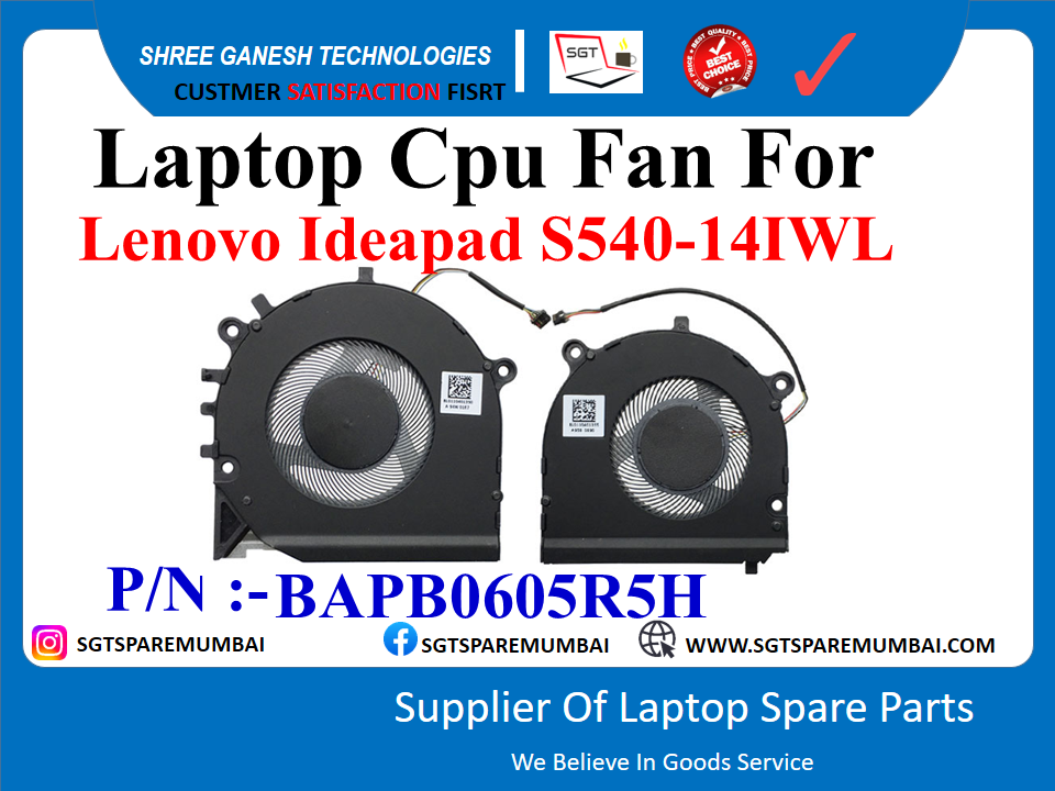 Laptop Cpu+GPU Fan For Lenovo Ideapad S540-14IWL P/N :-BAPB0605R5H