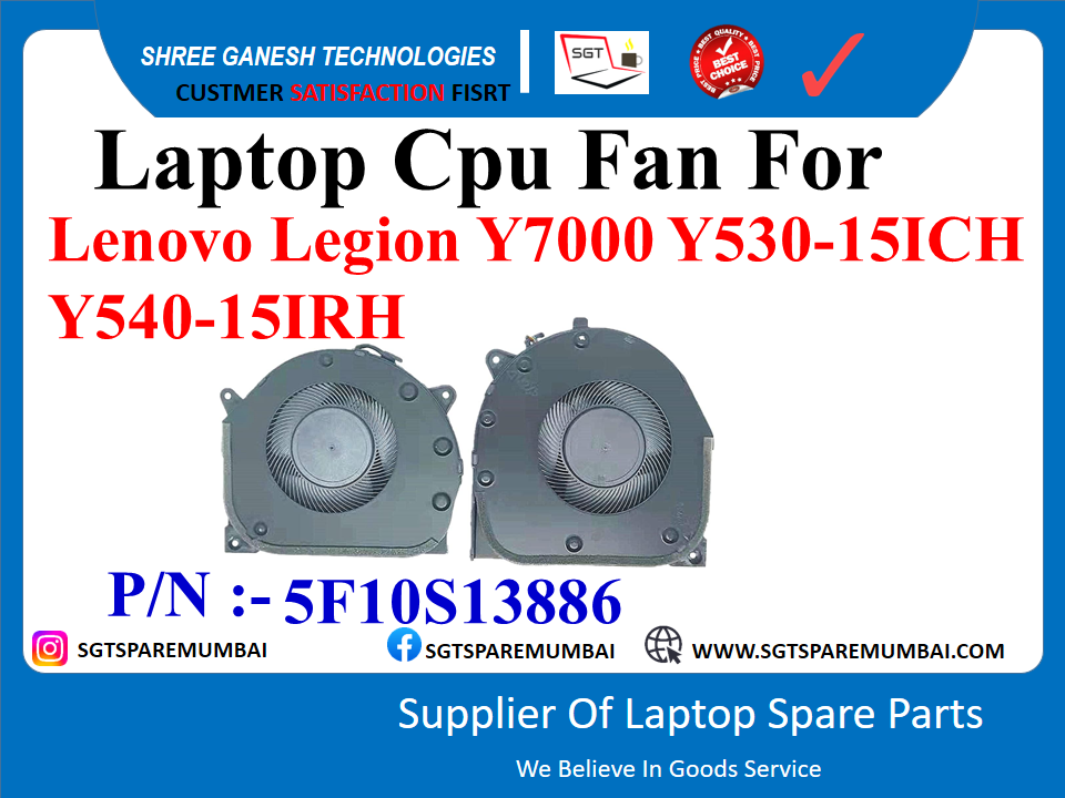 Laptop Cpu+Gpu Fan For Lenovo Legion Y7000 Y530-15ICH Y540-15IRH P/N :- 5F10S13886