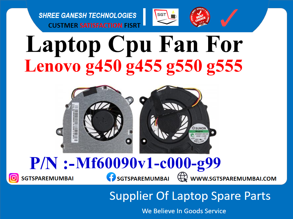 Laptop Cpu Fan For Lenovo g450 g455 g550 g555 P/N : -Mf60090v1-c000-g99