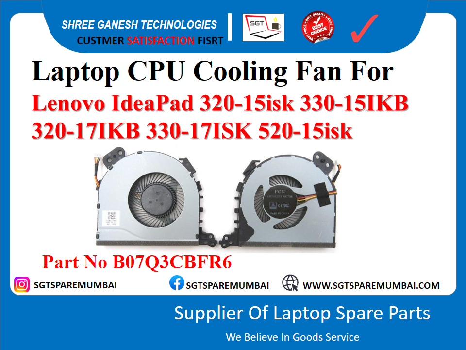 Laptop CPU Cooling Fan For Lenovo IdeaPad 320-15isk 330-151KB 320-171KB 330-17ISK 520-15isk Part No B07Q3CBFR6